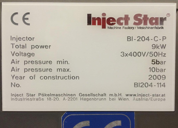 Injector Injectstar BI -204-C-P from Year 2009, 9Kw/10bar.