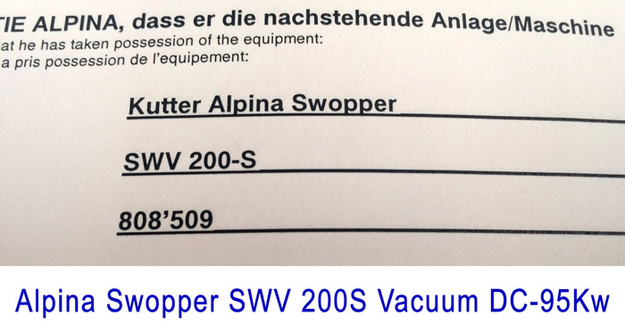 Alpina Swopper SWV 200 S, Vacuum Bowlcutter DC 95Kw