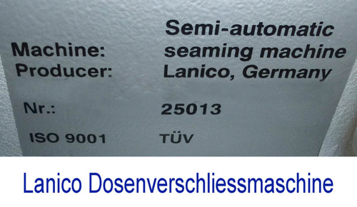Lanico Semi automatic, Seamer – Dosenverschliessmaschine