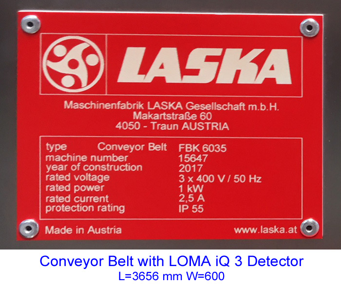 NEW: Conveyor Belt with LOMA iQ 3 Detector