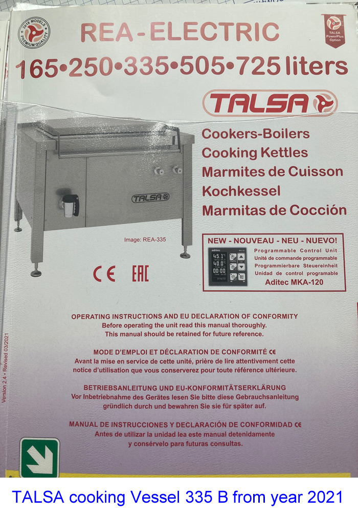 TALSA cooking Vessel 335 B from year 2021
