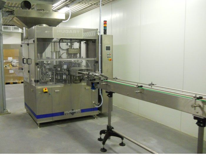 Alucup filling machine (round table), Hugart DS 5000, 100g, 150g, 300g.