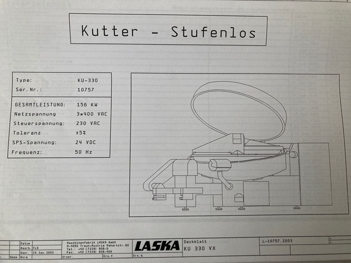 Bowl Cutter Laska KU 330 - DC