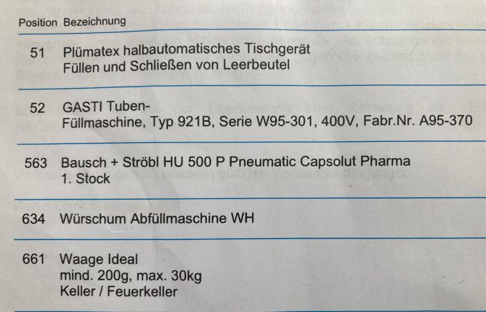 Gasti Tuben Füllmaschine / Würschum Abfüllmaschine / Plümatex 