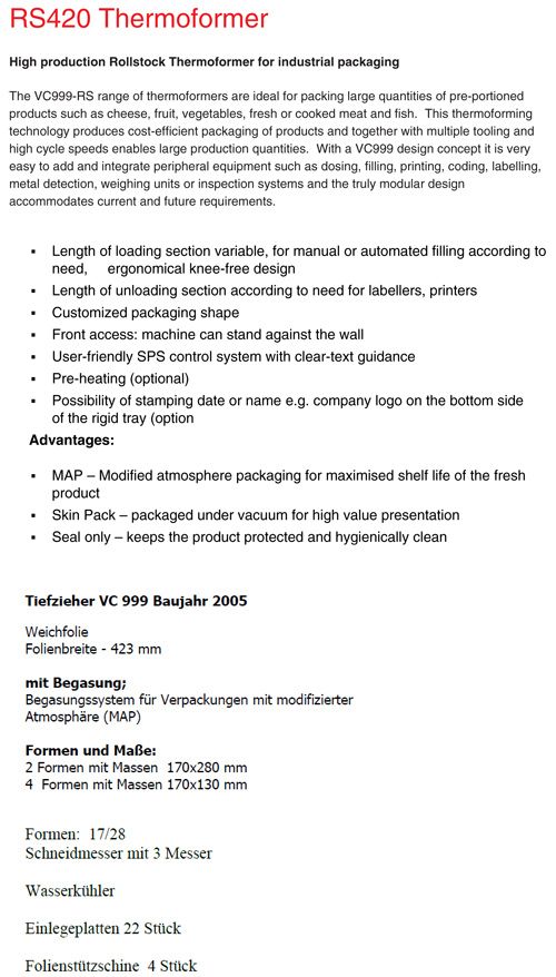 VC999 Thermoformer RS 420