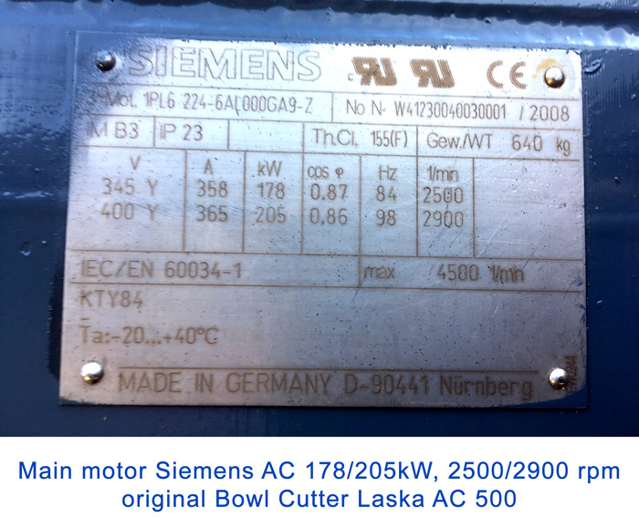 1x Mainmotor AC Siemens  178/205 kW, rpm 2500/2900 NEW