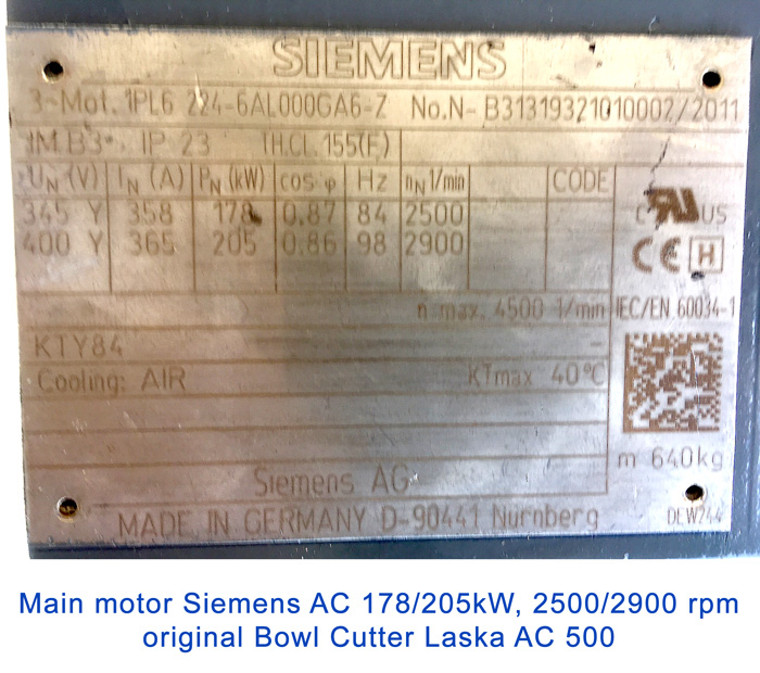 1x Mainmotor AC Siemens  178/205 kW, rpm 2500/2900 NEW