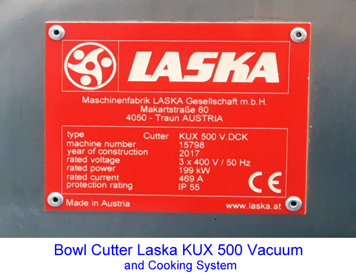 Bowl Cutter Laska KUX 500 Vacuum and Cooking System