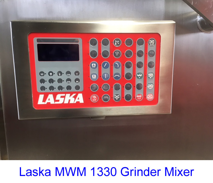 Laska MWM 1330 Grinder Mixer with Cooling Option and 200 Tote Bin Loader