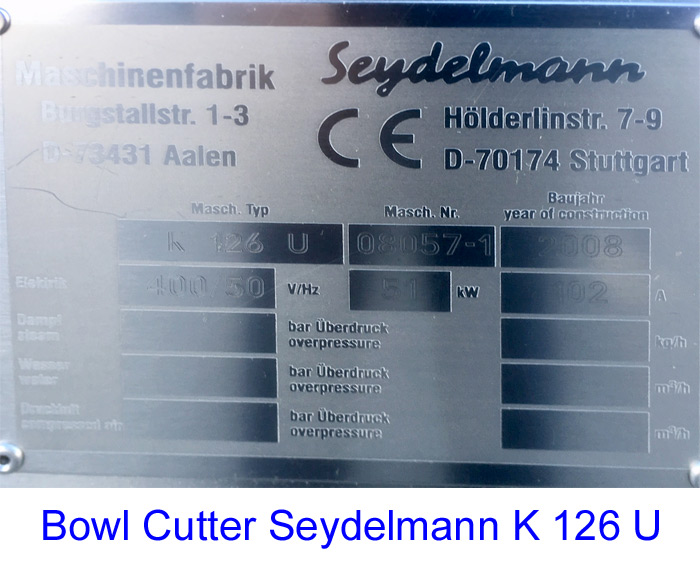 Bowl Cutter Seydelmann K 126 U