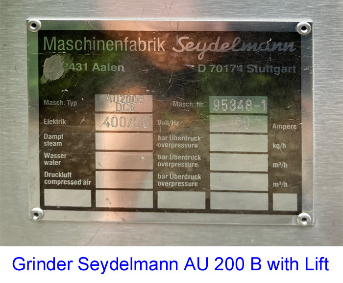 Grinder Seydelmann AU 200 B with Lift