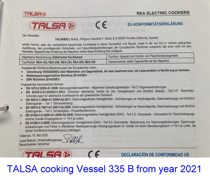 TALSA cooking Vessel 335 B from year 2021