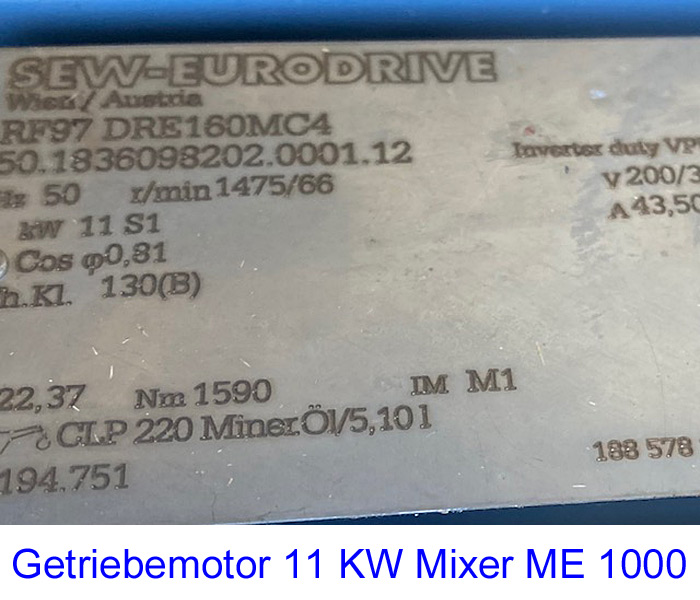 Getriebemotor 11 KW Mixer ME 1000